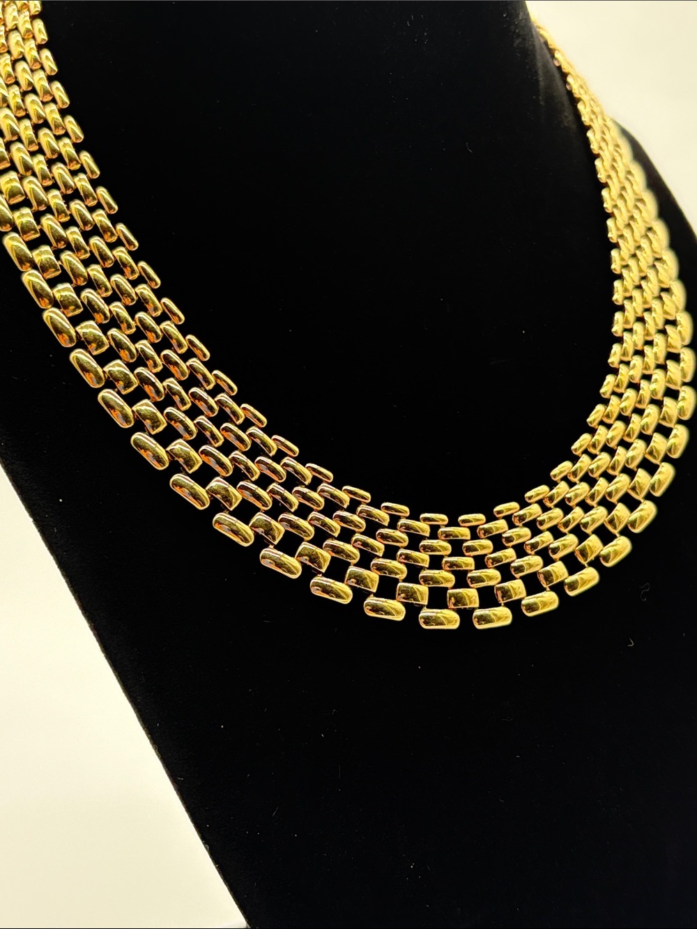Gold Multi-Row Link Necklace Layered Statement Women Jewelry - Picture 3 of 4
